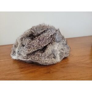 Madcaps Vintage Rabbit Fur Hat Cap Brown Grey 54cm Small 4175
